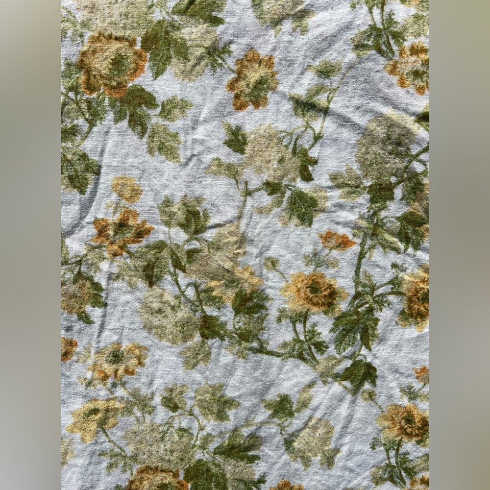 VTG LAURA ASHLEY Linen Floral Yellow Roses Midi Dress Cottage Garden Lace Trim 6 - Picture 6 of 16